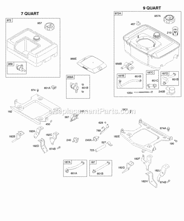 Fuel Tanks Fuel Pumps Fuel Hoses Diagram and Parts List for 294442-0360-01  Briggs and Stratton Engine